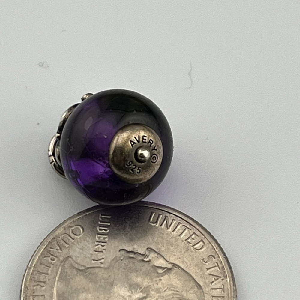 James Avery RETIRED HTF gentle Wave Purple Glass Finial Uncut - Picture 4 of 6
